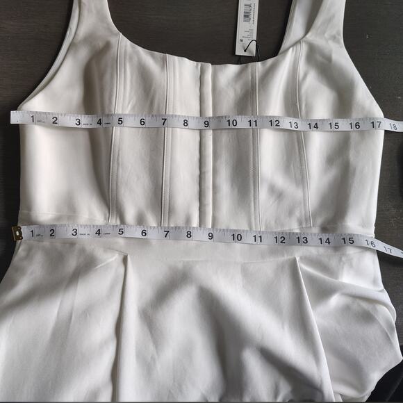 Alice + Olivia Diana Off White Sleeveless Structured Midi Dress Size 14 - Picture 6 of 16